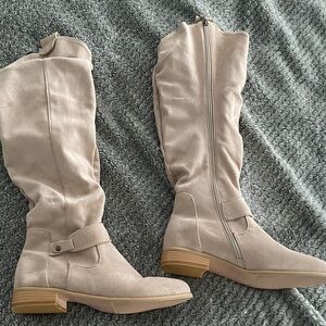Stylish Beige Over the Knee Boots